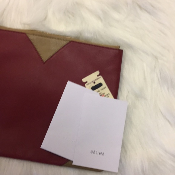 Celine red and tan clutch - Picture 4 of 8